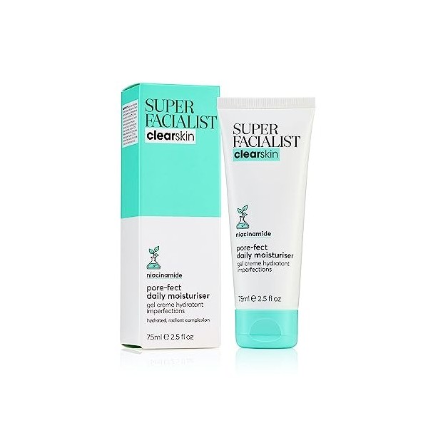 Super Facialist Pore-Fect Daily Moisturiser Clear Skin Solutions 3% Niacinamide for Hydrated Radiant Complexion, 75ml