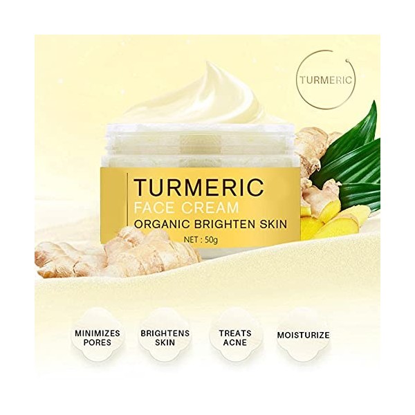 Crème pour le Visage au Curcuma Hydratante Crème de Soin de la Peau pour le Visage Améliorer la Peau Terne Crème de Réparatio