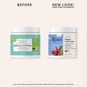 Sky Organics Curl Care Based Bouncy Bouncy Cream Crème pour cheveux Base certifiée USDA pour hydrater, définir et sculpter le