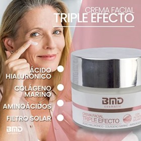 Creme Hydratante pour le Visage à lacide Hyaluronique, au Collagène Marin et aux Acides Aminés - Crème Anti-rides et Anti-ag