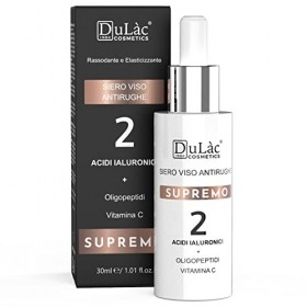 Serum Visage Acide Hyaluronique Dulàc SUPREMO action Anti-Rides, enrichi en Vitamine C, Peptides Anti-âge, Aloès et Protéines