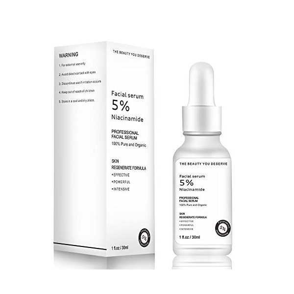 30ml Pure 5% Niacinamide & Acide Hyaluronique Sérum Visage Blanchissant Hydratant Raffermissant