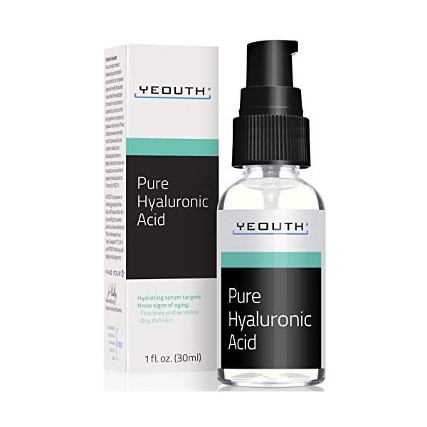 YEOUTH Acide Hyaluronique Pure Sérum Visage, Soin De La Peau Hydrafacial, Sérum Pour Le Visage Ciblant Les Rides, Taches, Les...