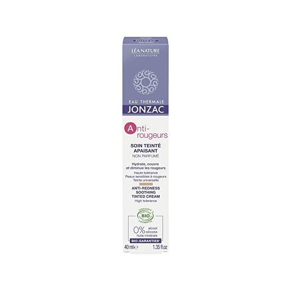 Eau Thermale Jonzac - Soin teinté apaisant - Anti Rougeurs - Peaux réactives à intolérantes - Certifié Bio Cosmos Organic - T