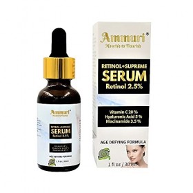Retinol + Supreme Serum 2.5% Vitamin C 20% Hyaluronic Acid 5% Niacinamide 3.5% Anti-Aging Skin Repair, Supercharged Face Seru
