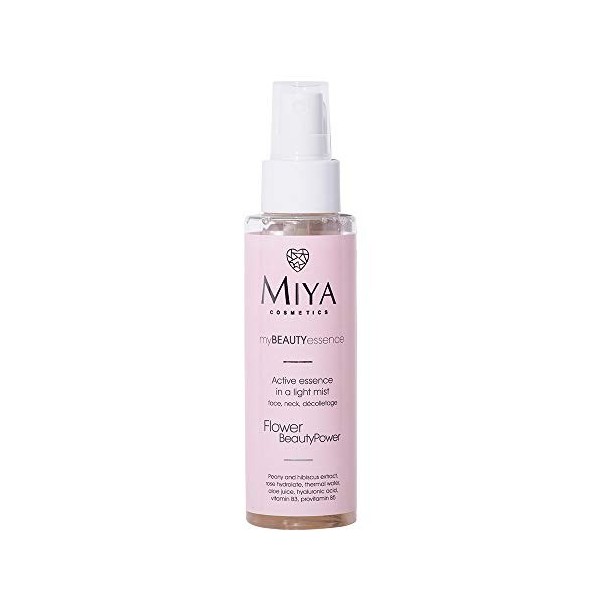 Miya Cosmetics Peony Light Active Mist pour le visage | 100 ml | Contient de lacide hyaluronique, de la vitamine B3 et de la