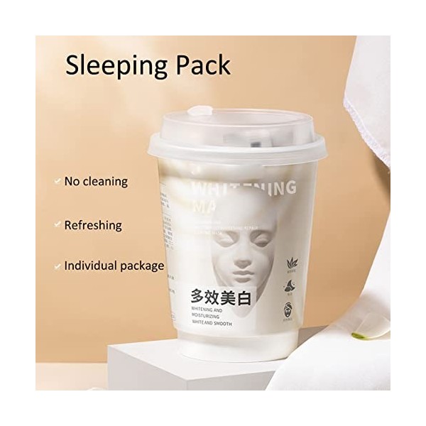 Sleeping Pack, 20pcs Whitening Repair Sleeping Pack Masque Facial Hydratant Nourrissant éclaircissant Pour les Soins Quotidie