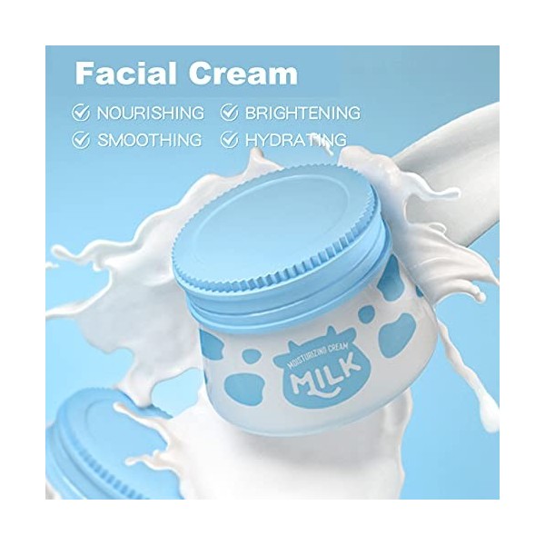 Lait Crème pour la Peau Visage Hydratant Hydratant Éclaircissant Crème Nourrissante, Apaisante Éclaircir & Repulper Peau, Crè