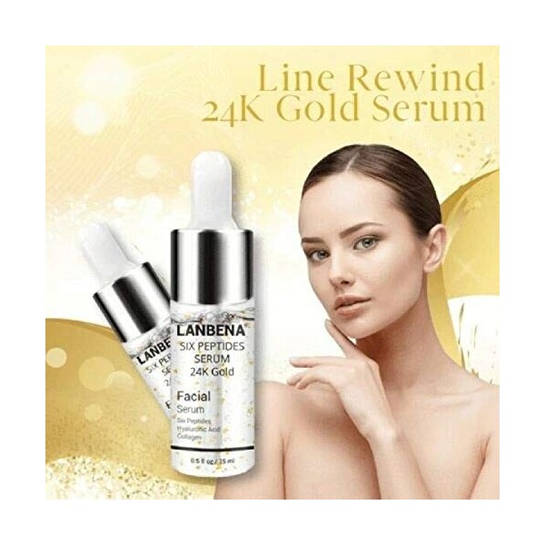 Line Rewind 24K Gold Serum，Six Peptides Skin Care Anti Aging Wrinkle Lift ，Face Skin Gold Essence Serum 3pcs 