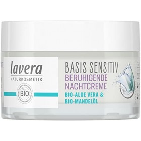 lavera Basis Sensitiv Crème de nuit apaisante - Cosmétiques naturels - Végétalien - Aloe vera bio et huile damande bio - Hyd