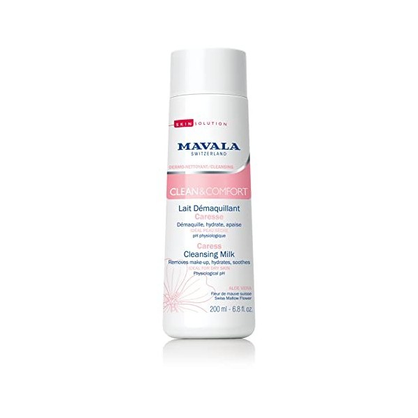 Mavala - Lait Démaquillant Caresse Clean & Comfort - Dermo-Nettoyant Visage et Yeux - Hydrate et Apaise - Mauve et Eau des Al