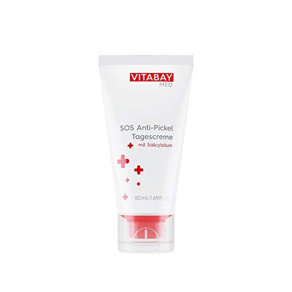 Vitabay SOS Crème Anti Bouton 50 ml • Crème pour le visage à lacide salicylique • Parfait pour lacne et les peaux impures