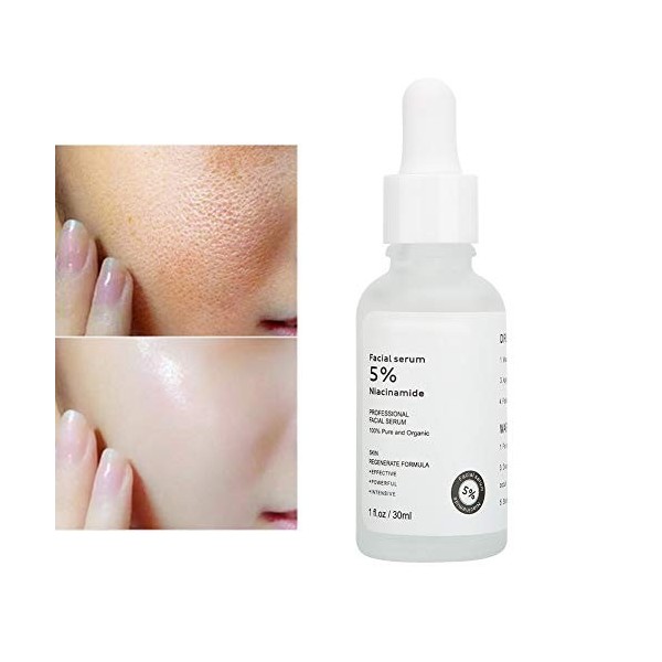 Sérum facial à la niacinamide naturelle à 5% - Hydratant anti-âge. Réduit lapparence de lacné, des boutons, des rides, des 