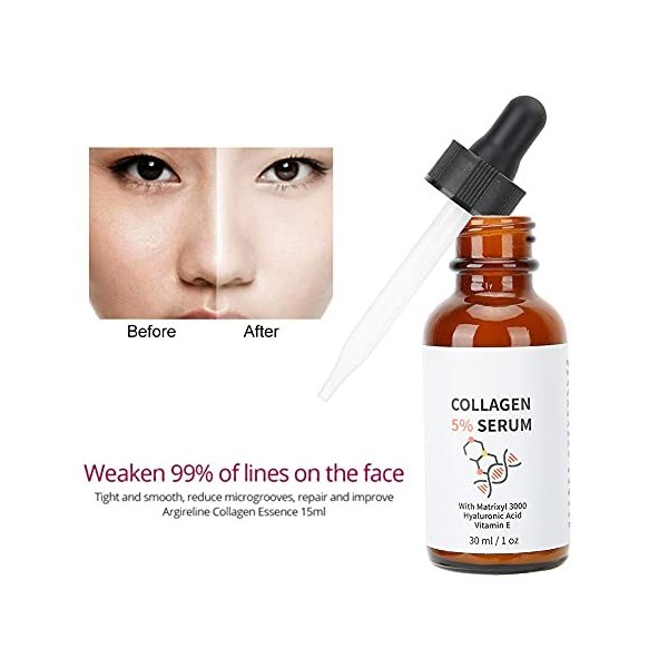 Collagen Serum Collagen 30ml, peau visage hydratante pour le visage et le corps avec du collagène pur anti vieillissement plu