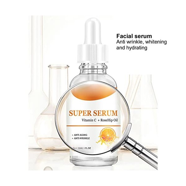 Sérum au rétinol de 30 ml, éclaircissant hydratant et nourrissant, sérum pour le visage à lhuile de rose musquée, anti-âge, 