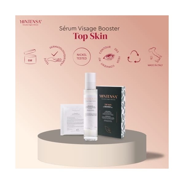 HINTENSA Sérum Visage Booster + 2 Masques Top Skin Bio, Action Anti-Rides Anti-Age avec Acide Hyaluronique et Vitamines, Véga