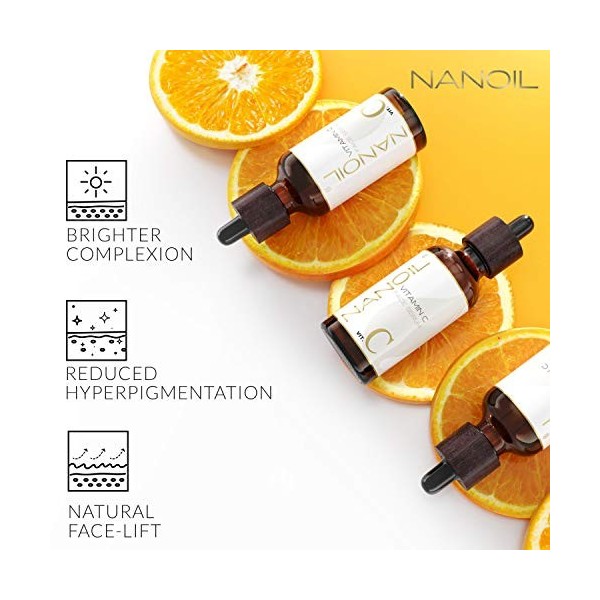 Sérum pour le visage à la Vitamine C Nanoil Vit. C Face Serum 50ml - Sérum pour le Visage Eclaircissant, Illuminateur et Anti