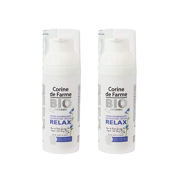 Corine de Farme | Crème Nourrissante Relax | Bio ECOCERT COSMOS® Organic | Peaux Sensibles et Réactives | Fleurs de Pensée Sa