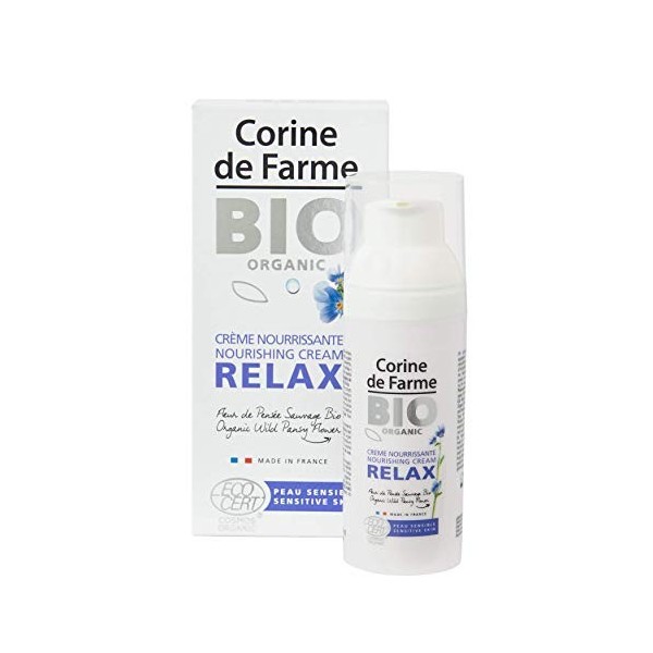 Corine de Farme | Crème Nourrissante Relax | Bio ECOCERT COSMOS® Organic | Peaux Sensibles et Réactives | Fleurs de Pensée Sa