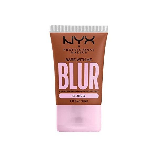 NYX Professional Makeup Fond de Teint Effet Flouté Bare With Me Blur, Couvrance Moyenne, Fini Mat Naturel, Niacinamide, Match...
