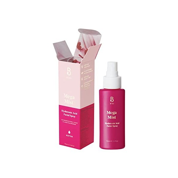 BYBI Beauty Mega Mist | Hydrating Facial Spray for Soft, Bouncy & Dewy Skin | Contains Hyaluronic Acid | 50ml