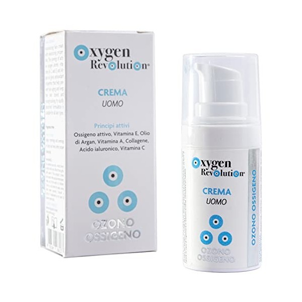 OXYGEN REVOLUTION Crème pour homme nutriant à base doxygène et ozone avec acide hyaluronique et Collagène, hydratant, riche 