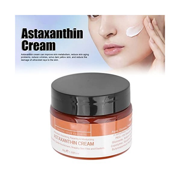 50 G de Crème pour le Visage à Lastaxanthine, Anti-âge, Rétrécissement des Pores au Collagène Dastaxanthine, Hydratant Hydr