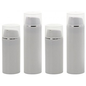 kosmetex Pompe airless 30 ml ou 50 ml, argent à rayures Crème Distributeur, Distributeur de lotion et gel à remplir vous-même