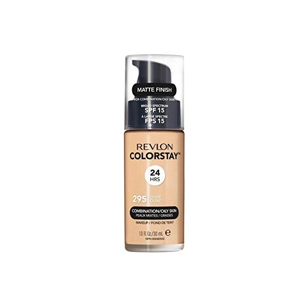 Revlon – Fond de teint liquide ColorStay pour peaux mixtes/grasses, avec SPF 15, couvrance moyenne et totale longue tenue ave