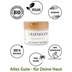 COSMÉTIQUE 100% NATUREL - Greendoor - Crème de jour VISAGE au THÉ BLANC - garanti sans ajout de graisse animale - pot de 50 m