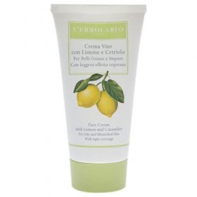 LErbolario, Crème de Jour Effet Couvrant, Base de Maquillage pour Peaux Impures au Citron et au Concombre, 50 ml
