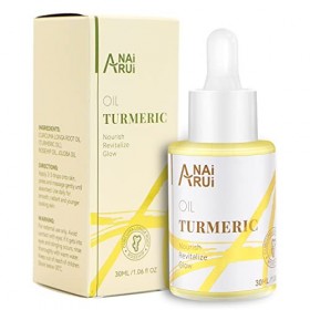 ANAiRUi Huile de Soin de la Peau Anti-âge au Curcuma pour le Visage, le Cou et les Yeux, Anti-Taches de Rousseur, Nourrit, Hy