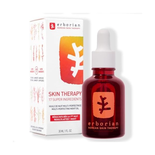 Erborian - Skin Therapy - Huile de Nuit visage multi-perfectrice - Atténue les signes de fatigue - Tous types de peaux - Soin