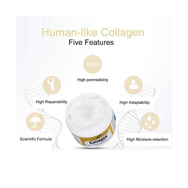 Crème Hydratante Collagène Composée à 100% de Collagène pur de Type Humain, 80g Creme pour le Visage Collagene Hydratant Anti
