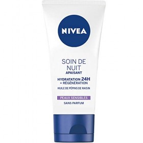 NIVEA Soin de Nuit Essentials 24H Hydratation Intense +Apaisant, crème hydratante visage et corps, soin femme & homme aux Pép