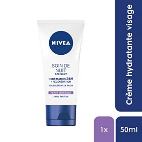 NIVEA Soin de Nuit Essentials 24H Hydratation Intense +Apaisant, crème hydratante visage et corps, soin femme & homme aux Pép