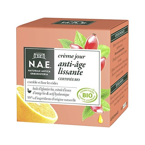 N.A.E. Crème Visage Jour Anti-Rides Huile dEglantier Bio et Extrait dEcorce dOrange, Bio, 50ml