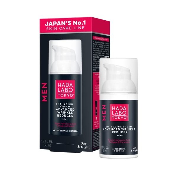 Hada Labo Tokyo Men Anti-Aging Hyaluron Cream Advanced Wrinkle Reducer Day & Night Cosmetics pour hommes