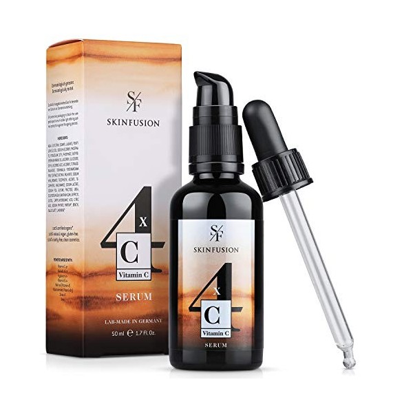 SKINFUSION Sérum Vitamine C bio à 4 molécules 50 ml - Formule Vitamine végétalienne avec acides hyaluroniques et principes 