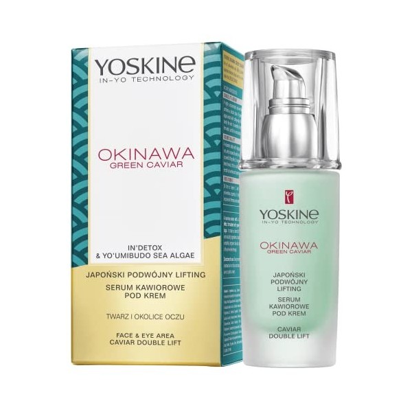 Yoskine Okinawa Green Caviar Serum Visage Anti-Rides 30 ml - Sérum Visage au Caviar Vert - Serum Vitamine C - Soin Visage Eff