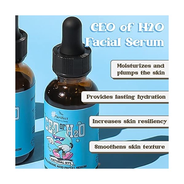 Purifect CEO of H2O Hyaluronic Acid 100 Facial Serum, Leaves Skin Supple and Glowing 30ml