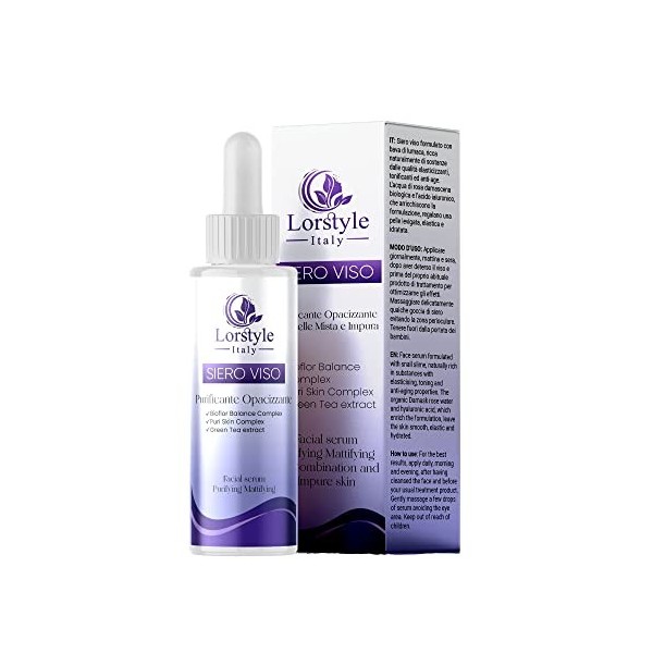 Lorstyle Sérum Visage Anti-Imperfections Séborégulateur Purifiant Matifiant Peau Mixte Impure et Brillante à Grasse Femme / H