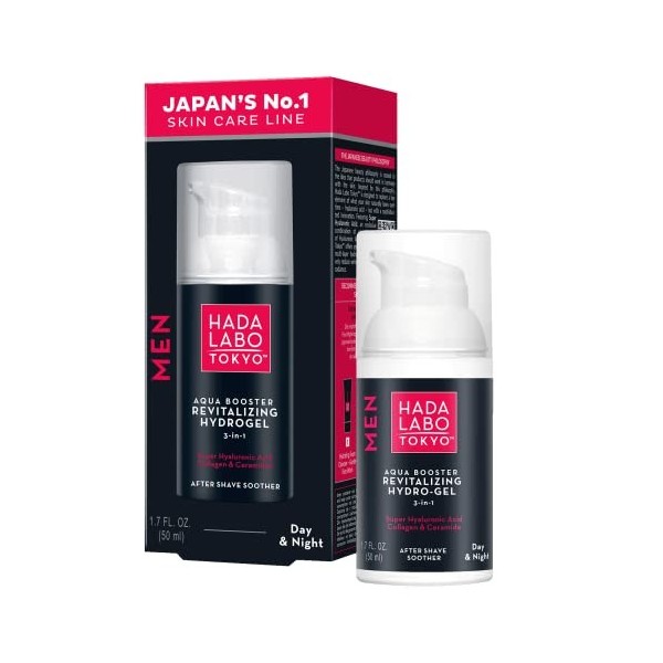 Hada Labo Tokyo Men Aqua Booster Hydro-Gel Revitalizing Day & Night Hydratant avec Hyaluron Acid Cosmetics pour Homme