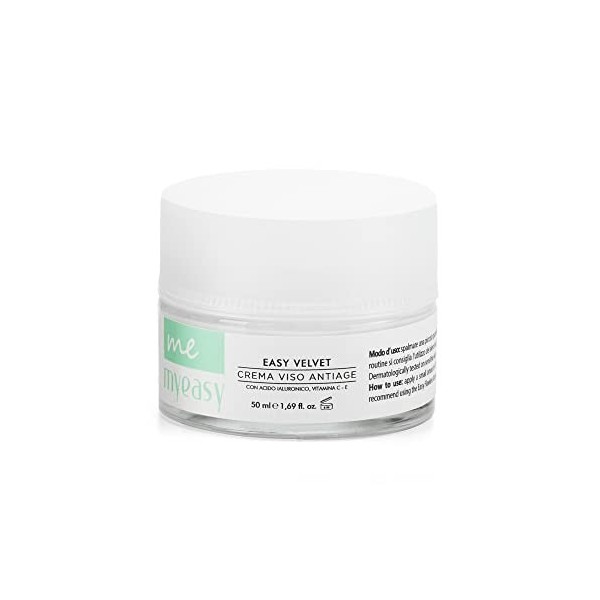 MyEasy Crème Visage Anti-rides Acide Hyaluronique Vitamine C - E Lissante Hydratante Repulpante pour Peau Mixte et Grasse Mad