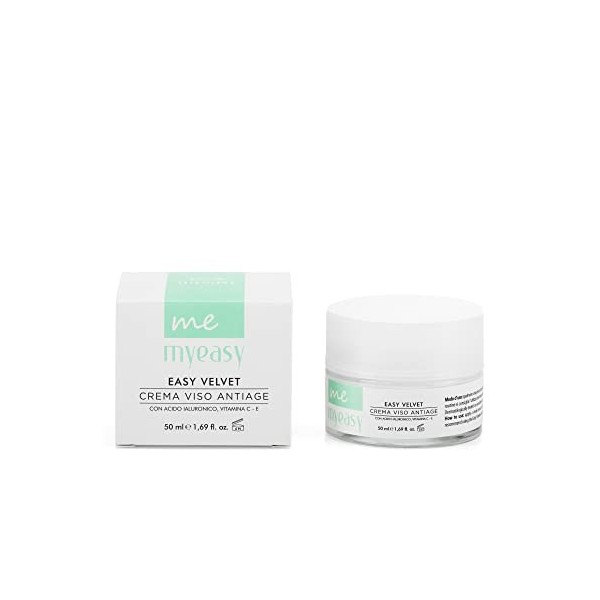 MyEasy Crème Visage Anti-rides Acide Hyaluronique Vitamine C - E Lissante Hydratante Repulpante pour Peau Mixte et Grasse Mad