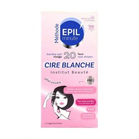 EPILminute - 20 BANDES VISAGE CIRE BLANCHE - Épilation douceur, application confort - 93% dingrédients naturels