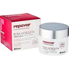 Repavar - Crème Hydratante pour le Visage - Rose Musquée, Acide Hyaluronique et Collagène - Enrichie en Vitamine E et Beurre 