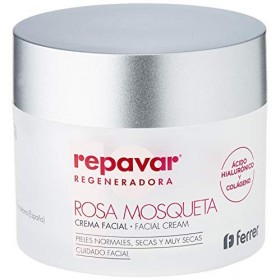 Repavar - Crème Hydratante pour le Visage - Rose Musquée, Acide Hyaluronique et Collagène - Enrichie en Vitamine E et Beurre 