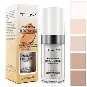 TLM Fond De Teint Couvrant, Flawless Colour Changing Fondation Liquide, Base de Maquillage Correcteur de Couverture Liquide V