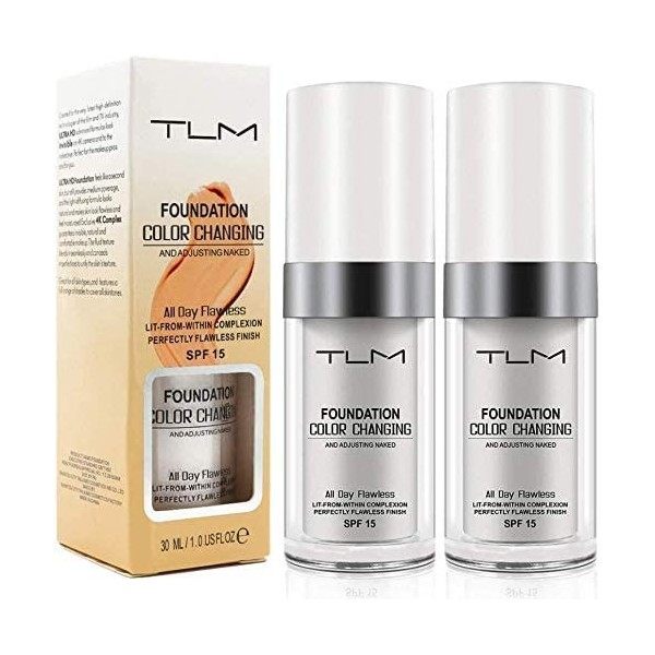 TLM Fond De Teint Couvrant, Flawless Colour Changing Fondation Liquide, Base de Maquillage Correcteur de Couverture Liquide V